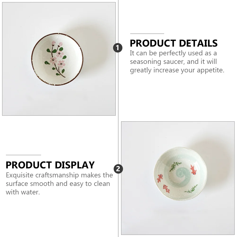 

4Pcs Ceramics Seasoning Saucer Set Delicate Smooth Surface Easy Clean Household Dipping Condiment Dish for Sauce Snack Appetizer
