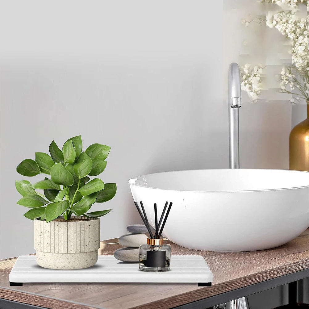 

3Pcs Water Absorbent Diatomite Coasters with Grooves Ultra Absorbent Diatomaceous Earth Mat Bathroom Vanity Trays