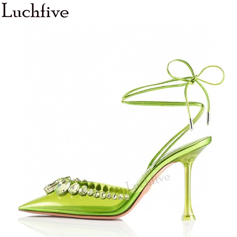 

Summer Hot Plus Size PVC High Heels Sandals Women Clear Transparent Ankle Strap Sexy Crystal Shoes Luxuy Brand Sandals Mujer