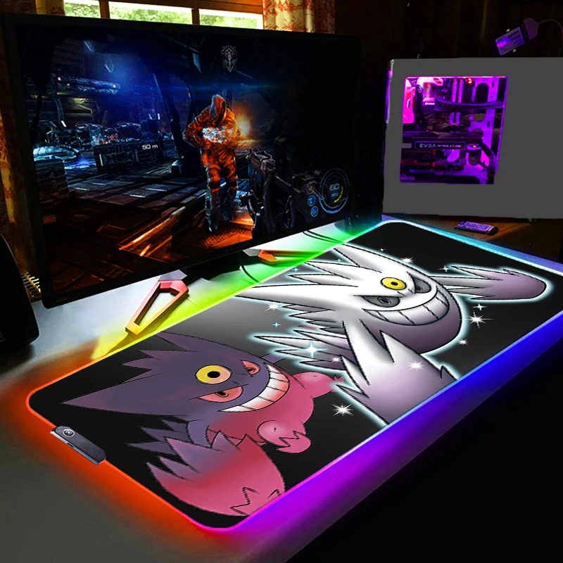 RGB Mouse Pad Pokemon Pikachu Large Gamer Xxl Desk Mat Computer Keyboard LED Gaming Accessories Carpet Backlight Mousepad