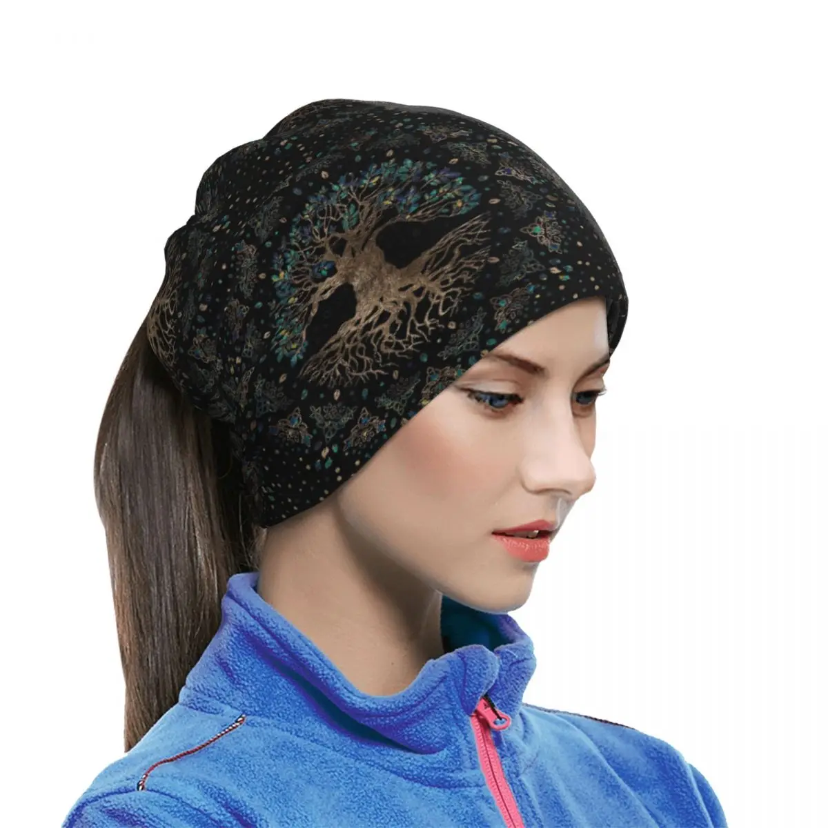 Tree Of Life -Yggdrasil Golden And Marble Ornament Bandana Neck Gaiter Printed Magic Scarf Multi-use Face Mask Adult All Season