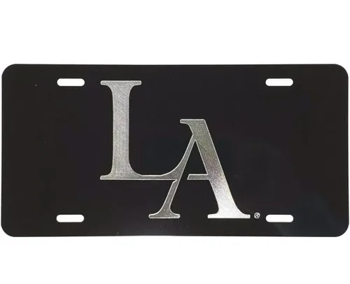 Cal State LA logo Etched on Gloss Black Aluminum License Plate Aluminum