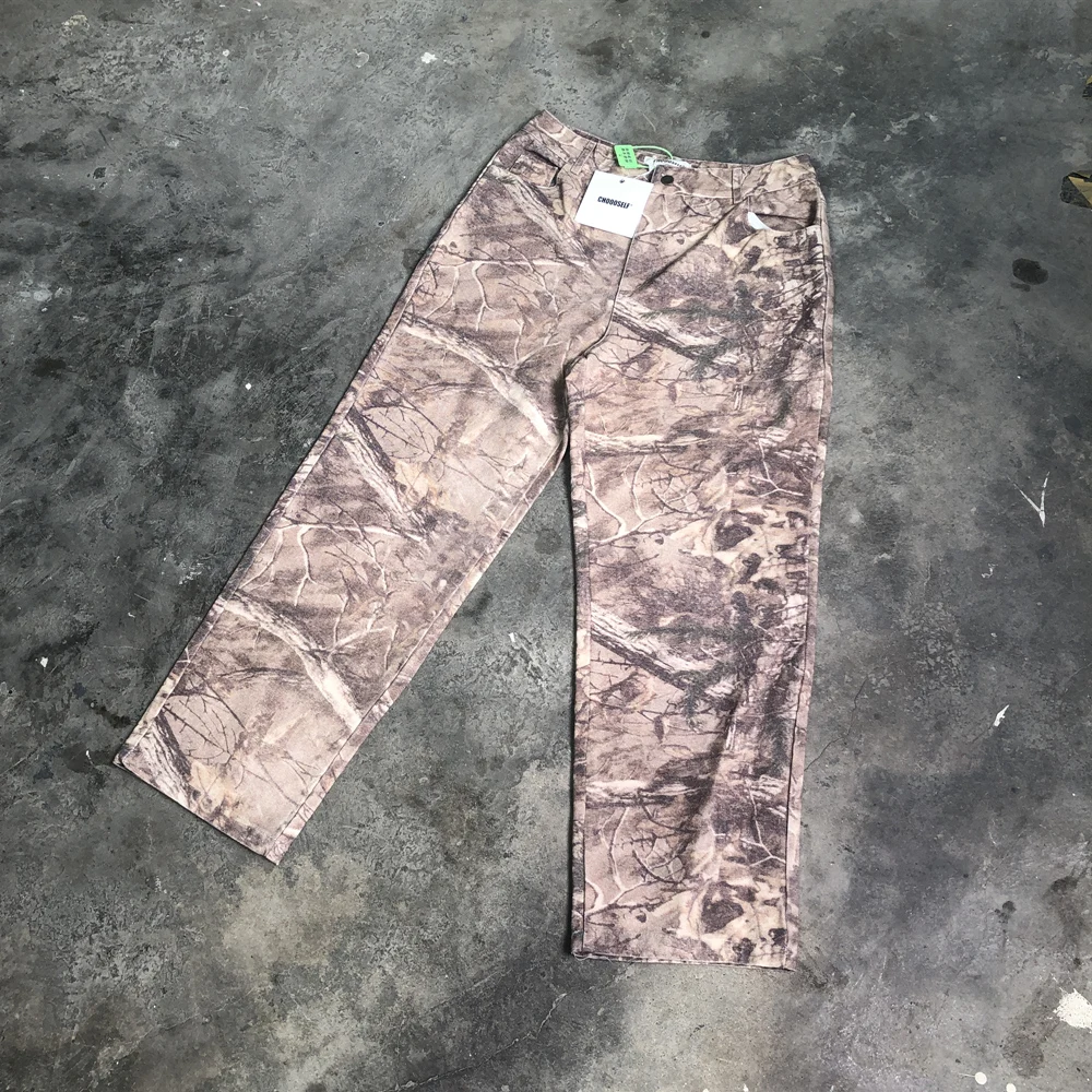 Frog Drift Fashion Streetwear Camouflage Printed Vintage Clothing Casual Loose Casual Cargo Pants Trousers For Men Unisex