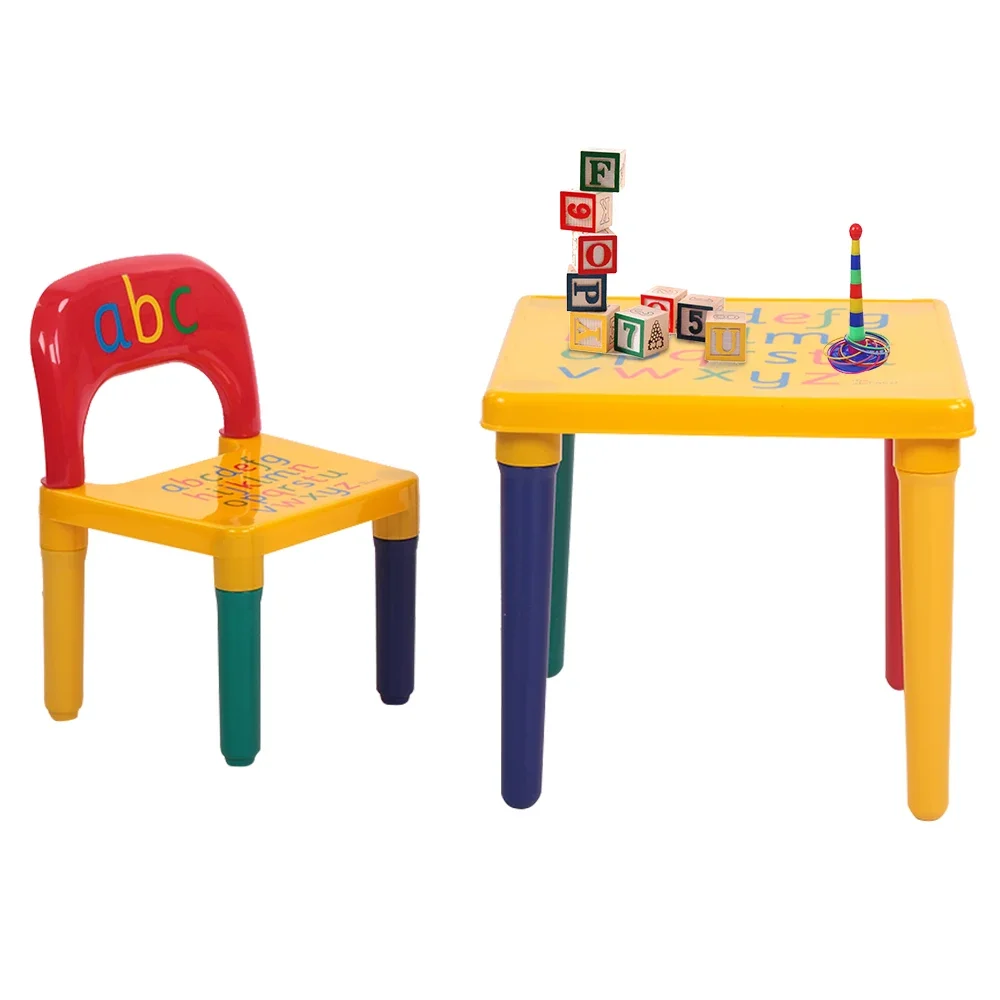 Children Letter Table Chair Set,Kids Table and 1 Chair Set, Alphabet Design, Learn The Letters While Playing, Gift for Toddler