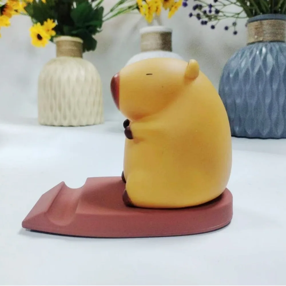 Figure Model Capybara Phone Holder Support Desk Decor Capybara Mobile Phone Stand Animal PVC Doll Capybara Cell Phone Bracket