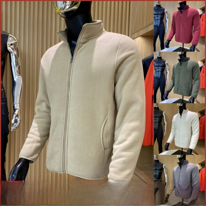 

Double Layered Fce Lined Lamb Velvet Stand Collar Jaet Coat Warm Youthful Stand Fit Long Sve Zipper Closure Outerwear