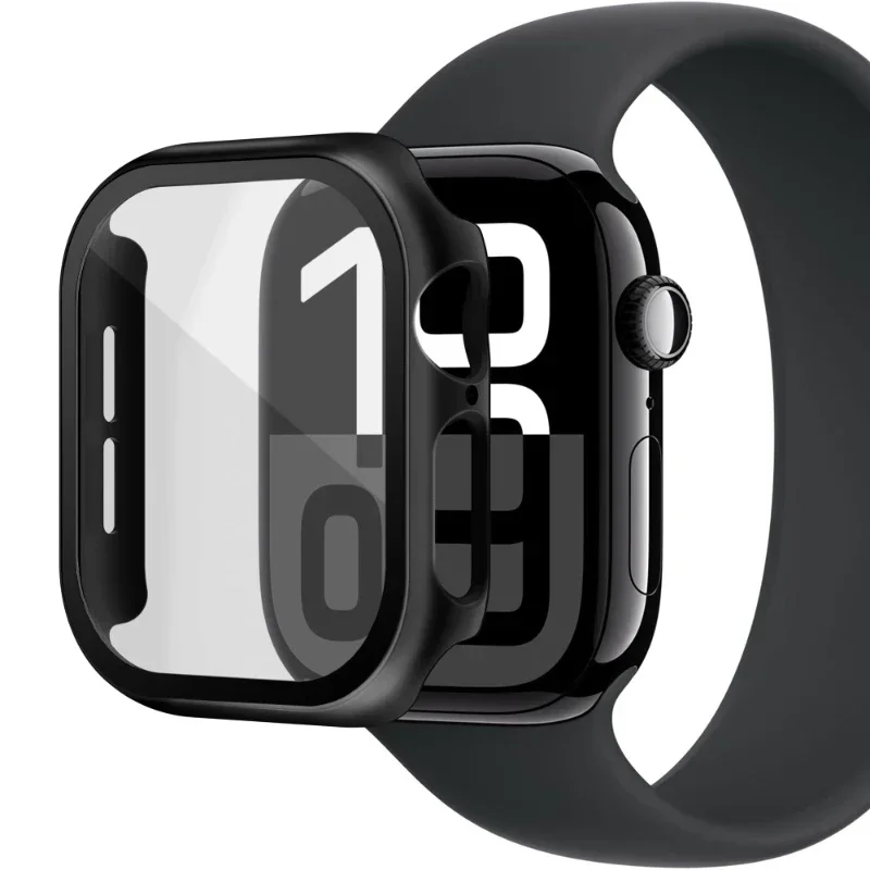 Glass+Cover For Apple Watch case 46mm 44mm 40mm 45mm 41mm 42mm 46 mm Screen Protector iwatch series 10 9 8 7 6 5 SE Accessories