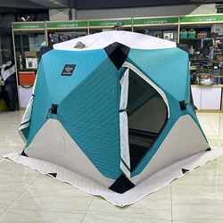 4-5 Person Winter Ice Fishing Tent Outdoor Camping Thickened Cotton Keep Warm Cold Proof Automatic Snow-proof Tent with Chimney