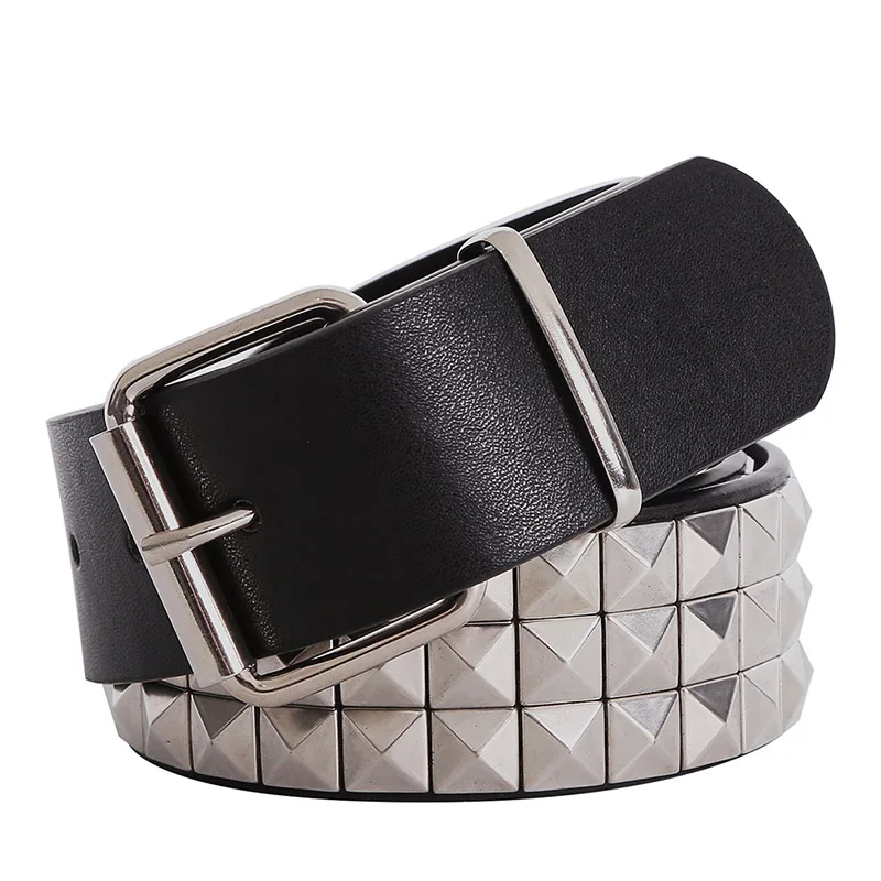 

Shiny Pyramid Fashion Rivet Belt PU Leather Men Women Studded Belt Stylish Accessory for Casual Wear