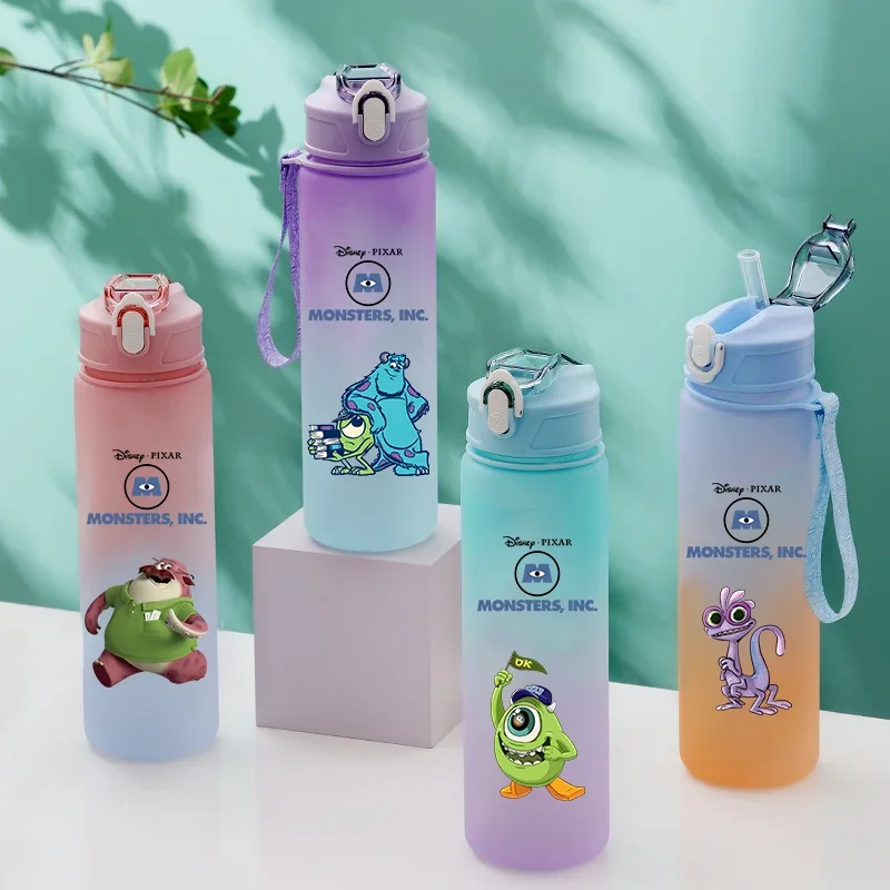 750ML Monsters University Children's Gradient Plastic Water Cup Portable Leak Proof Water Bottle Outdoor Travel Sports Water Cup