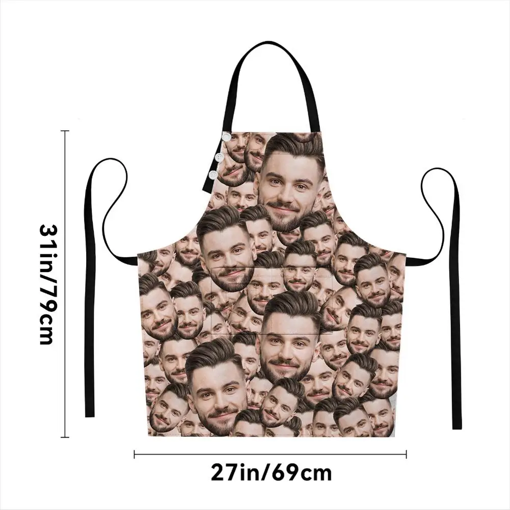 남녀공용 맞춤형 앞치마, 개인 맞춤 텍스트, 유니섹스 조절 가능한 포켓 앞치마, 요리사 주방 앞치마 선물