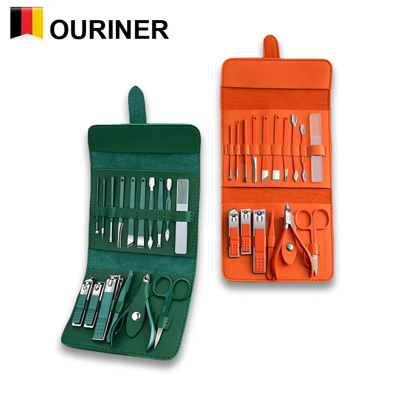 2023 New 12-16 PCS Manicure Set Cuticle Nipper Professional Stainless Steel Nail Clipper Pedicure Set with Leather Case