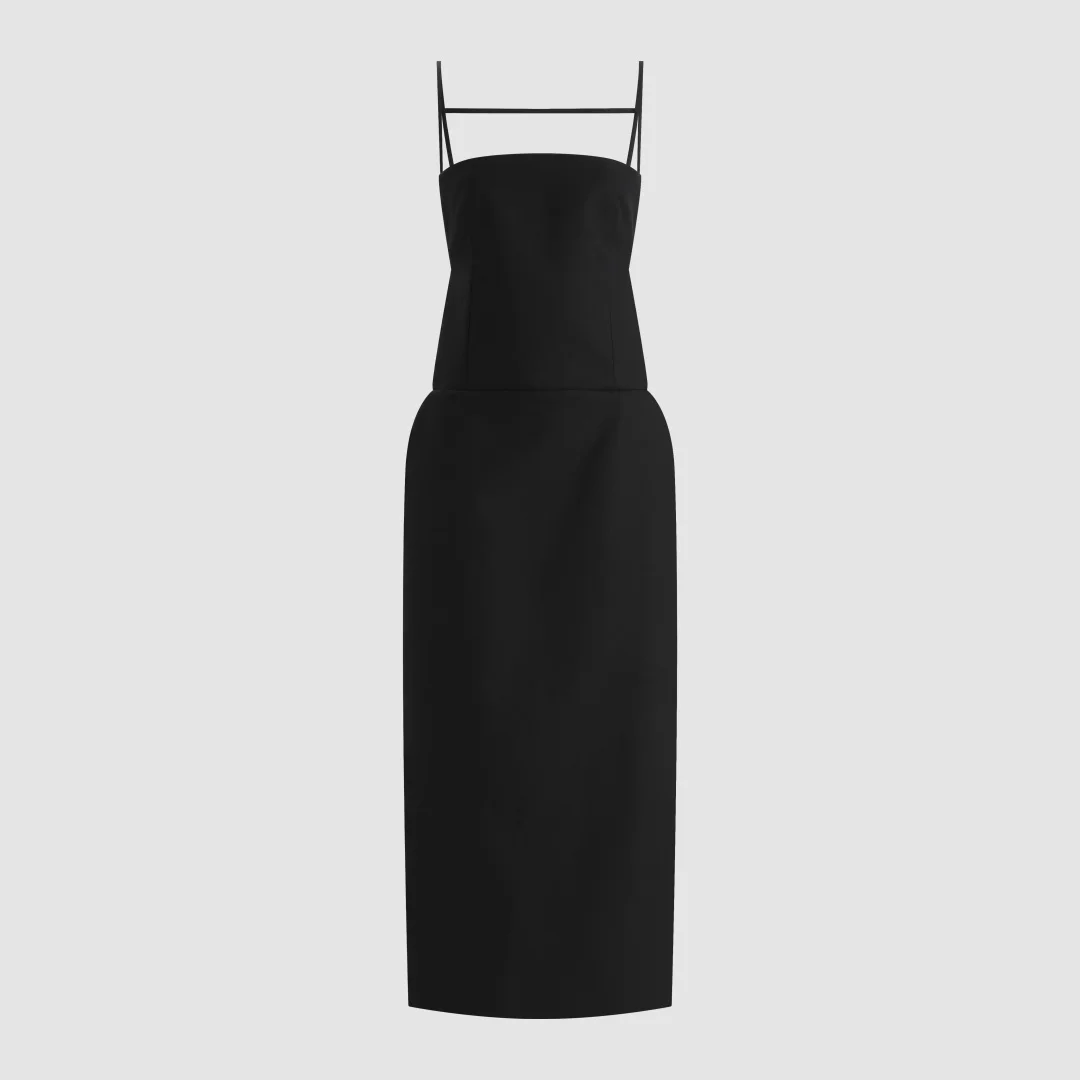 Women Spaghetti Strap Midi Dress Elegant Back Strap Design Sleeveless Bodycon Pencil Dress Cocktail Party Evening Female Dresses