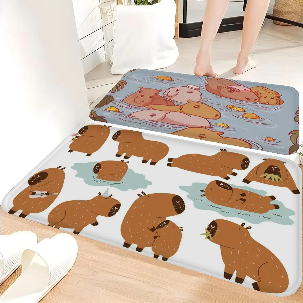 

Cute Capybara Floor Mat Floor Mat Retro Multiple Choice Living Room Kitchen Rug Non-Slip Modern Home Decor