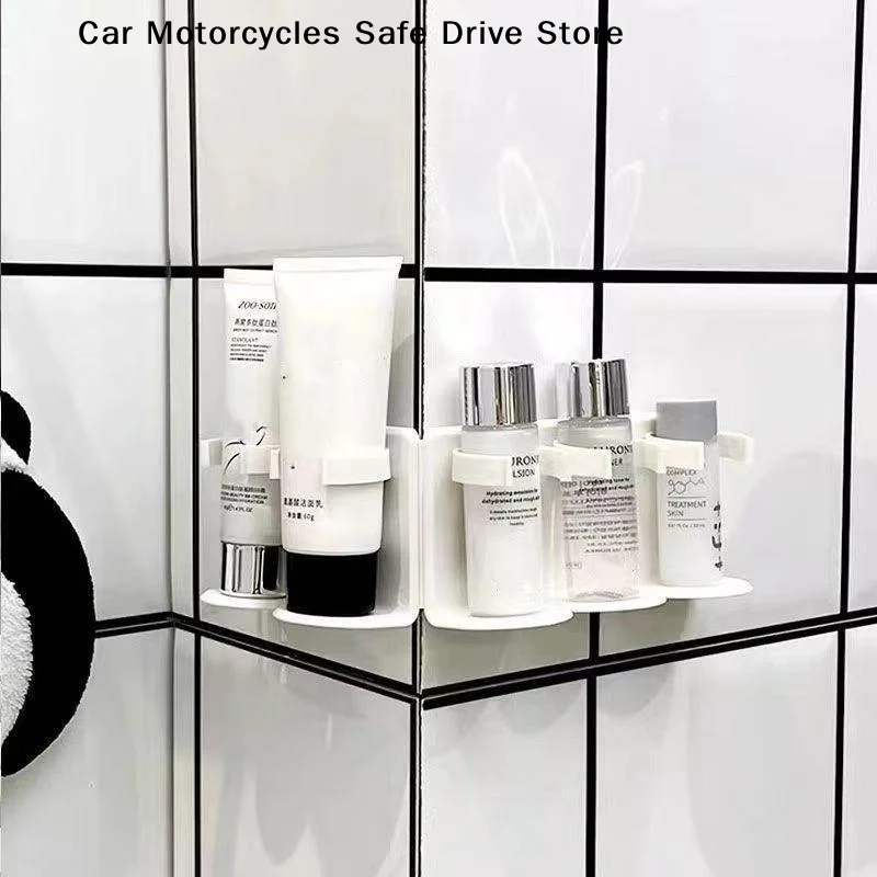 【M】5/10/15 Grid Wall Mounted Cosmetic Storage Rack Plastic Punch Free Bathroom Shelf Cuttable Cosmetics Spice Organizer