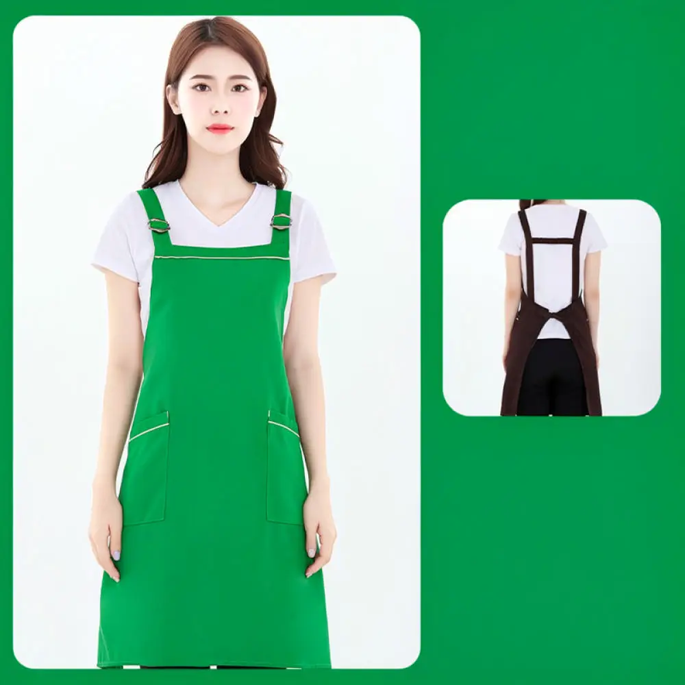 Kitchen Bib Apron Cotton Adjustable Strap Restaurant Uniform Waiter Waitress Cooking Catering Service Protective Clothing