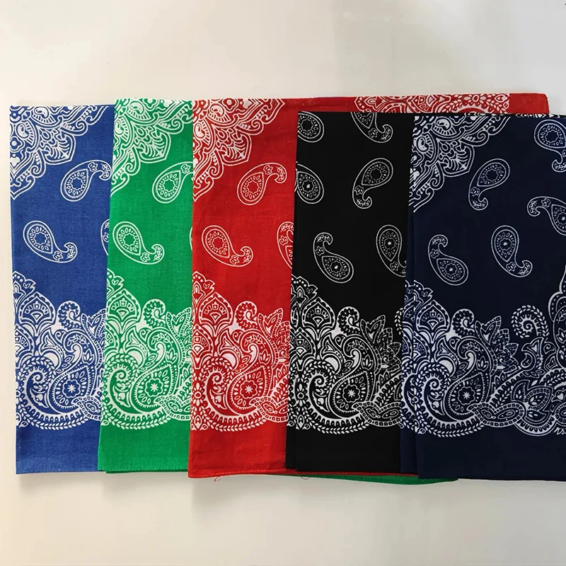 Fashion Hip Hop Cotton Square Neck Scarf Cashew Paisley Print Bandanas Kerchief Women Headband Unisex Men Mask Handkerchief Gift