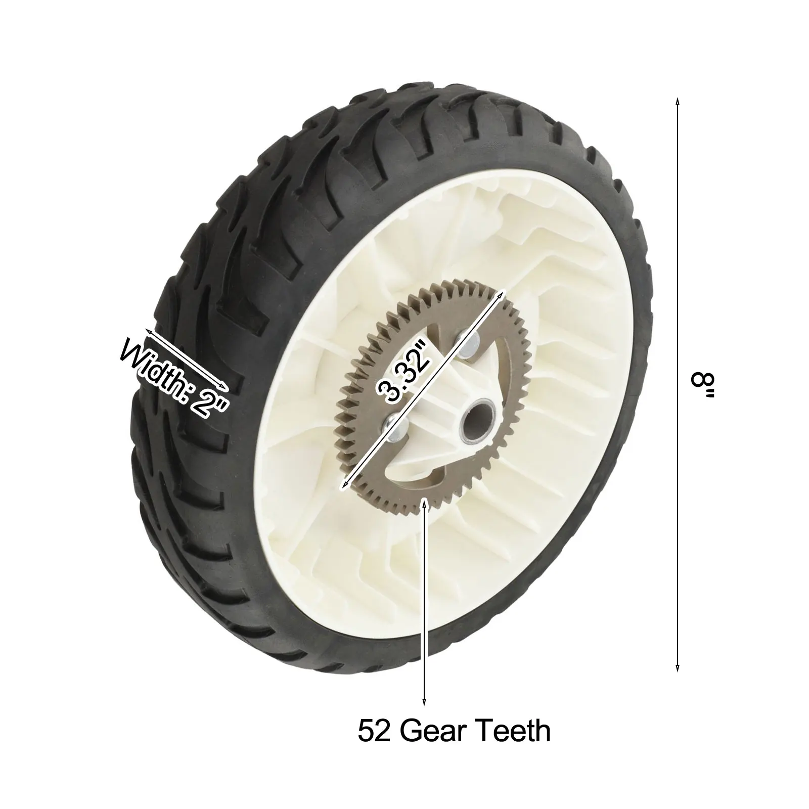 8 In Rear Drive Wheel with 52 Tooth Metal Gear for Toro 22 Inch Mower Models 20332 20333 20334 20337 20372 20373