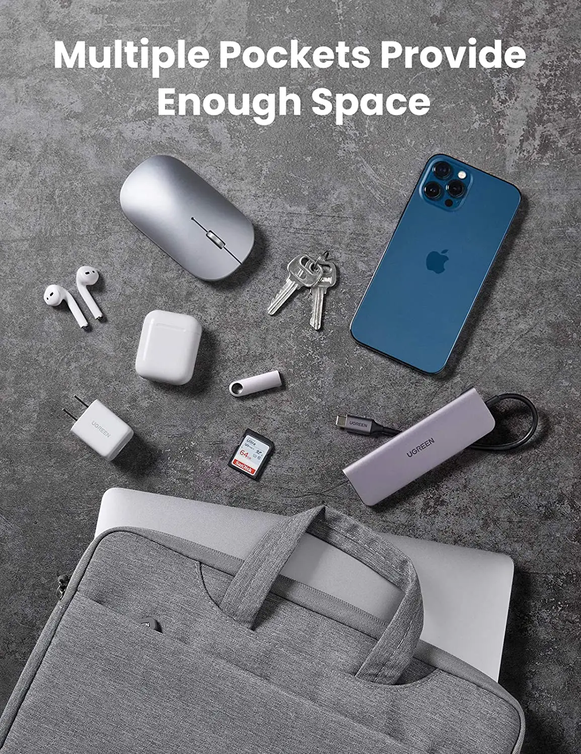 UGREEN ラップトップバッグ 360°保護キャリングケース ポータブルコンピューターバッグ 防水 新型13～15.6インチMacBook対応