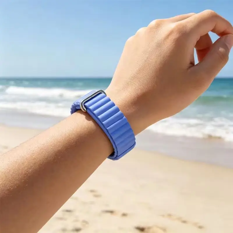 Magnetisches Weiches Silikon-Uhrenarmband für Fitbit Air Classic Geripptes Sportarmband Ersatz-Armband mit Zinklegierung-Schnalle TPU-Armband – Detail 7