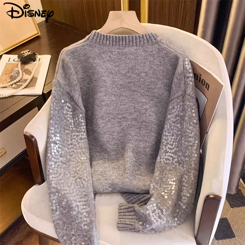 Disney New Arrival Fashion Casual Donald Duck Pullover Winter Heavy Industry Design Sense Nail Bead Spoof Mohair Plush Sweater