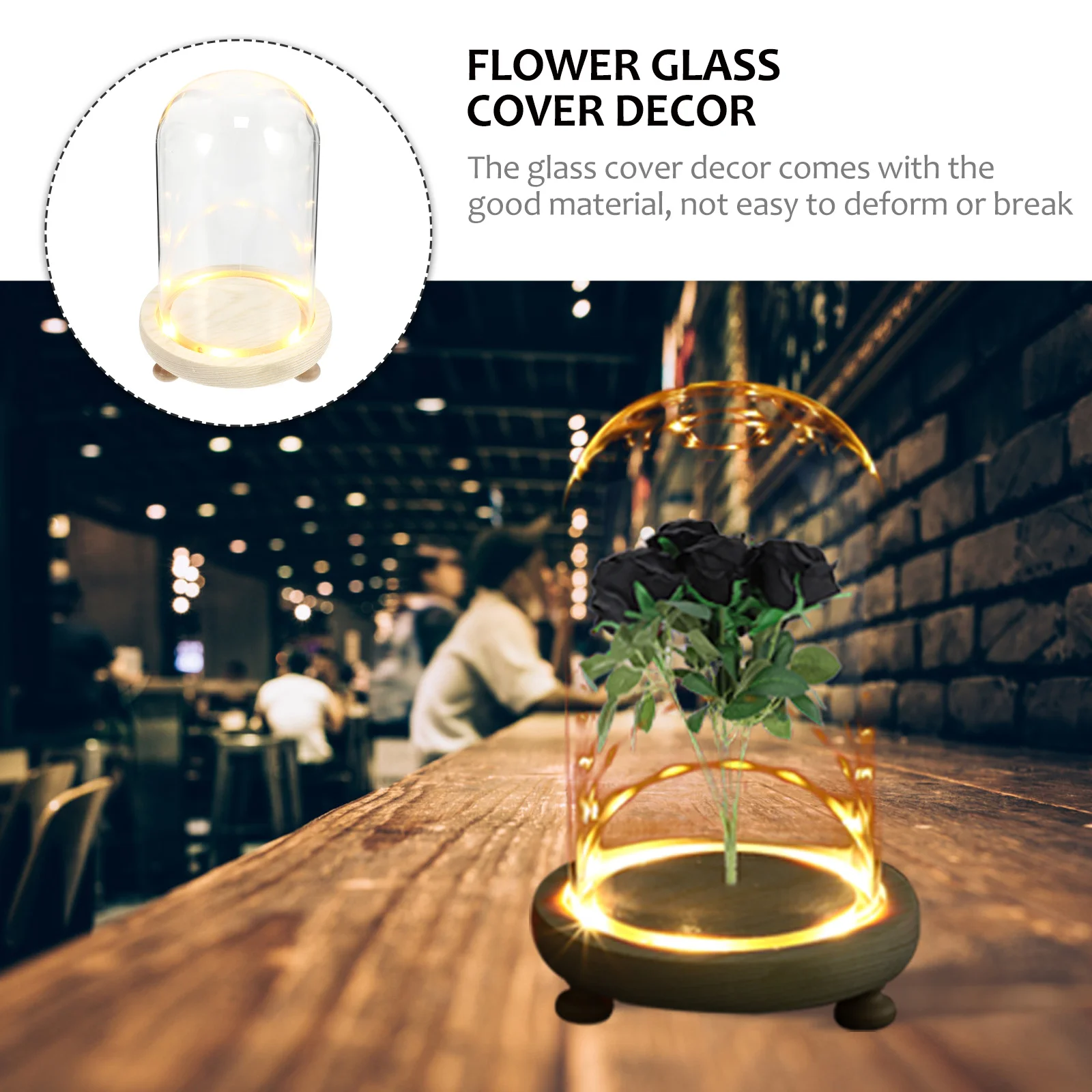 

1 Set Preserved Glass Cover Exquisite Craft Flat Bottom Design Creative Desktop Decor Simple Flower Display Cover Glass Flower