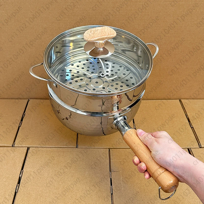 وعاء حليب من الفولاذ المقاوم للصدأ 316L مقاس 22 سم غير مطلي سميك ومقلاة مسطحة للثلج المنزلية للطباخ التعريفي