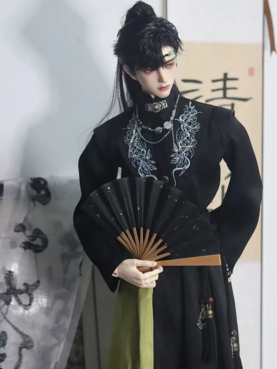 Traje de ropa para muñeca Bjd masculina de 75cm, Top de estilo antiguo, falda y cadena para la cintura, juguetes de regalo, accesorios para muñecas, sin muñeca, 1/3