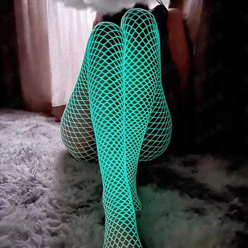 Luminous Glowing Fishnet Socks Glow In The Dark Fishnet Stockings Leggings for Women Luminous Stockings Tights High Waist