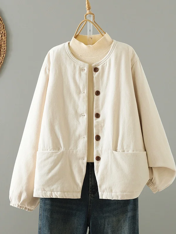 Cappotto invernale da donna artistico rotondo Ne monopetto in cotone Jaet Calore Capispalla Thiened Ladies Faion a prova di freddo