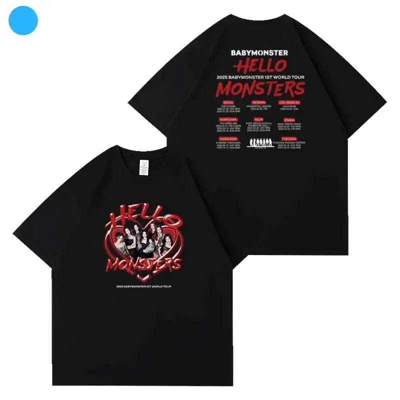 

BABYMONSTER Hello Monsters T-shirt Kpop Fashion Loose T Shirt Women Men Summer Cotton Top AHYEON RAMI RORA ASA RUKA Fan Clothes
