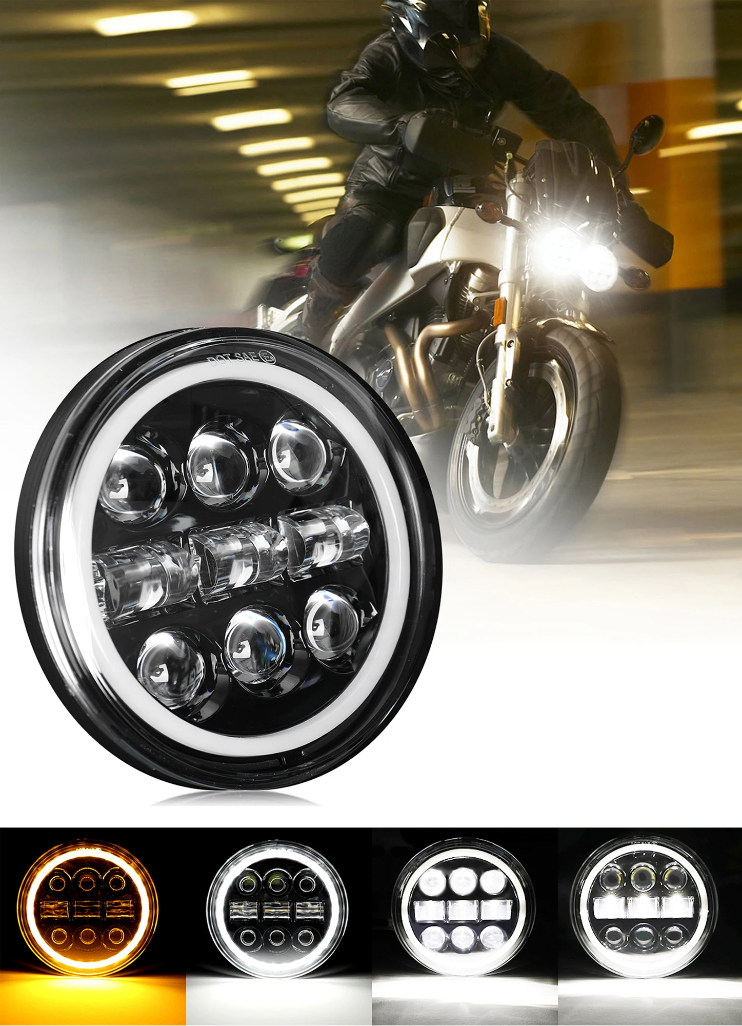 BraveWAY 5.75 inch LED Motorcycle Headlight 5-3/4