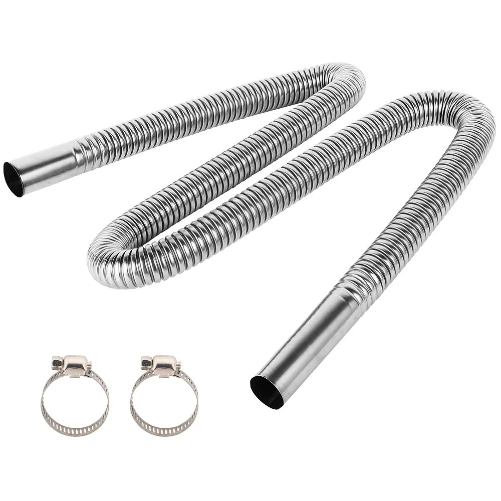 Exhaust Pipe 120/200CM Stainless Steel Flexible Exhaust Hose Diesel Gas Vent Hose with 2 Exhaust Clamp for Power Generators