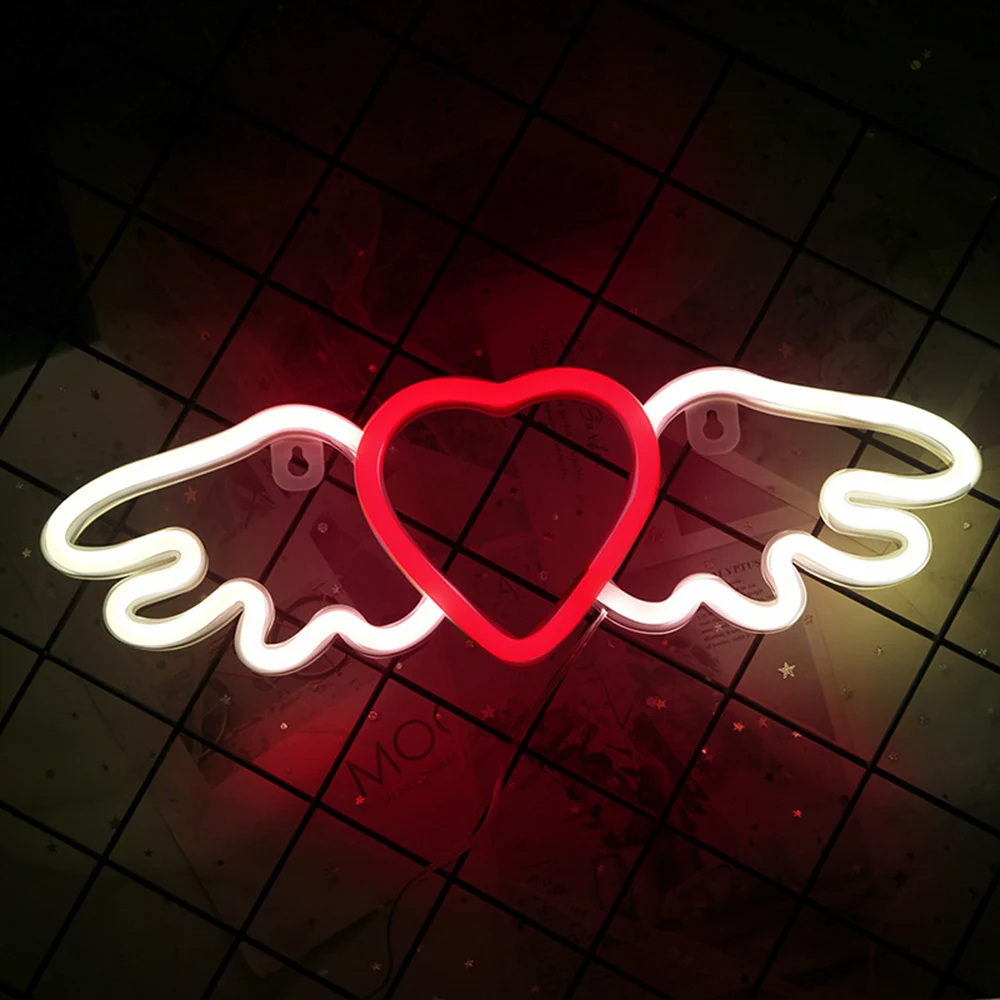 LED Neon Sign Night Lights Music Note Butterfly Heart Battery USB Powered Alien Light Art Wall for Bedroom Kids Party Home Decor