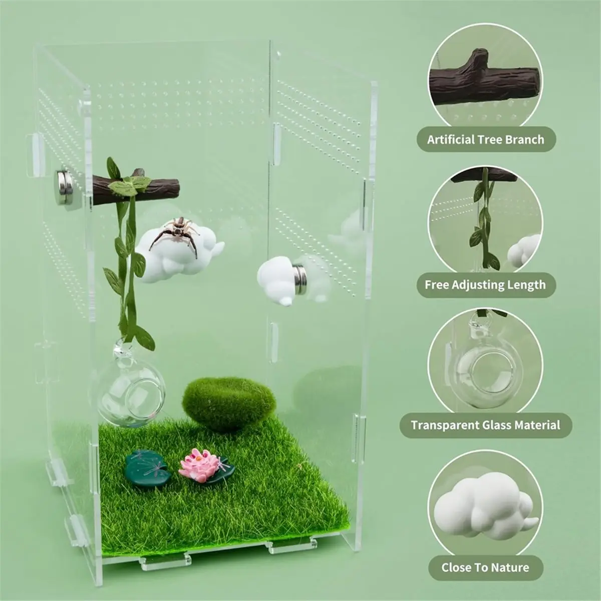 4pcs Jumping Spider Hide Glass Ball Habitat Cloud Platform Ledges Jumping Spider for Decorating Jumping Spider Enclosure
