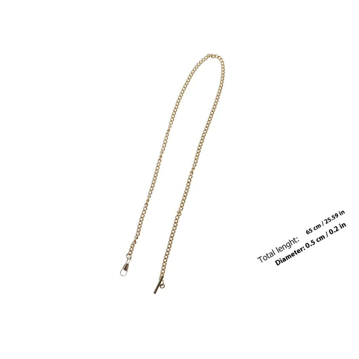 Catena per orologio da tasca in metallo retrò Portachiavi con catena per cintura Jean durevole dorato Chiusura resistente Pratico supporto per orologio da tasca