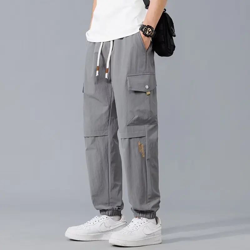 Men's Cargo Pants Slacks Big-size Pocket Casual Banding Hurley-string Jockers Pants LP0781