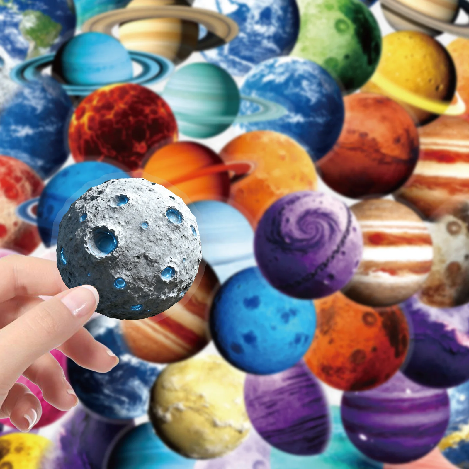 56pcs Creative Space Planet Stickers Transparent High-definition Colorful Planet Sticker Kids Gifts Happy Birthday Party Decor