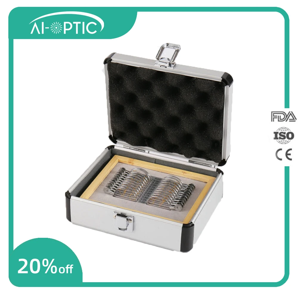 

Optical Trial Lens Set Ophthalmic Kit Optometry Eye Testing Box Metal Ring TLS-22