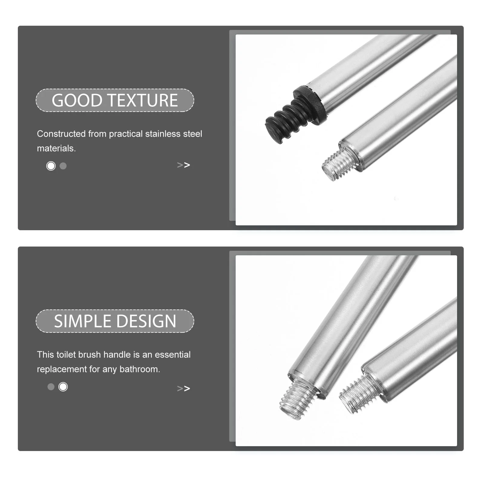 

2Pcs Toilet Brush Lower Section Lever Connector Replacement Handle Adapter Black 201A1 Stainless Steel Easy Disassemble Clean