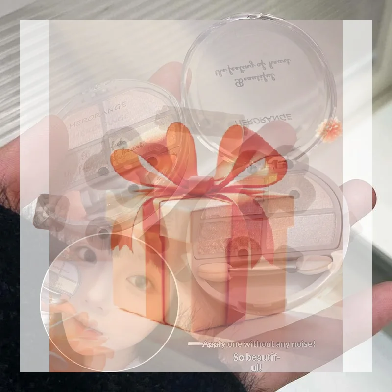 1個入り HERORANGE 4色アイシャドウパレット |   シマーグリッター |   自然なまぶたの蚕糸のような輪郭 |   ブラシ付きアイライナーメイクアップ