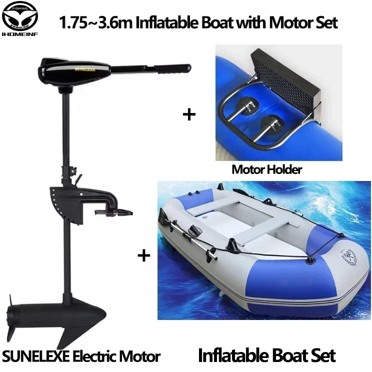 

Professional Inflatable Boat Raft with Electric Motor Set 0.7mm PVC Dinghy Canoe Tear-Resistant Foldable Fishing Boat for River