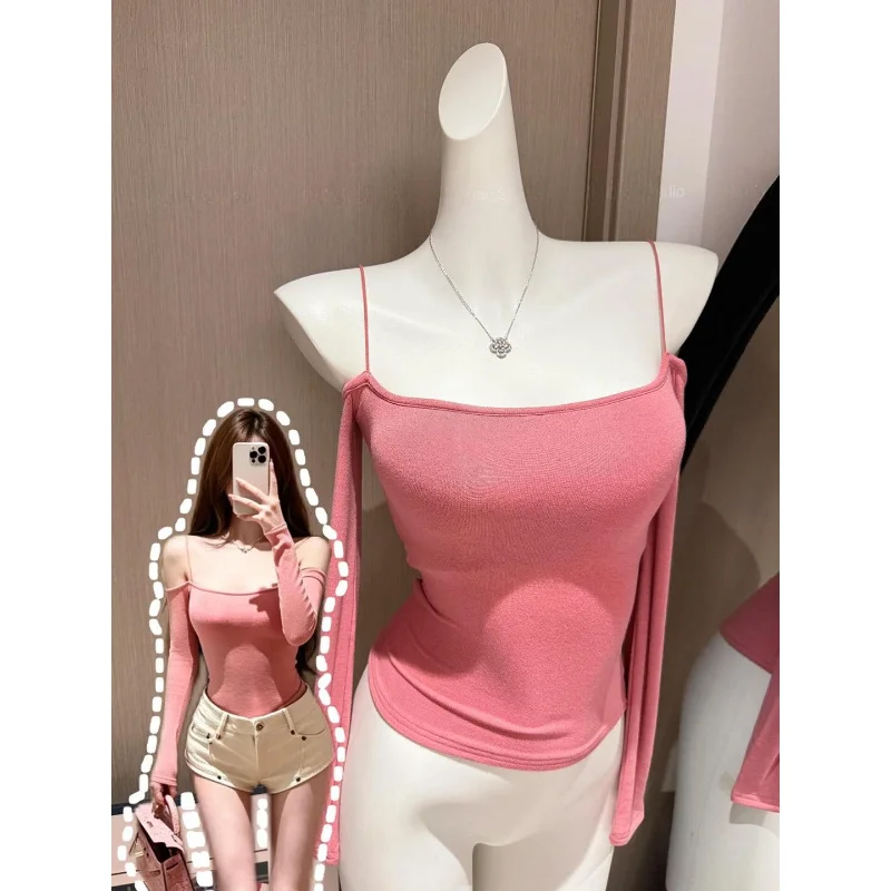 Shoulder Bared One Shoulder Short Sleeve Long Sleeve T Shirt Women's Slim Fit Fashionable INS Small Audience High End Feeling...