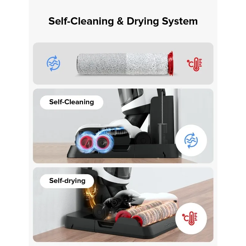 roborock Dyad Pro เครื่องดูดฝุ่นเปียกแห้งพร้อมลูกกลิ้งคู่, ไม้ถูพื้นดูดฝุ่นไร้สาย All in One, ระบบทําความสะอาดตัวเองและอบแห้ง
