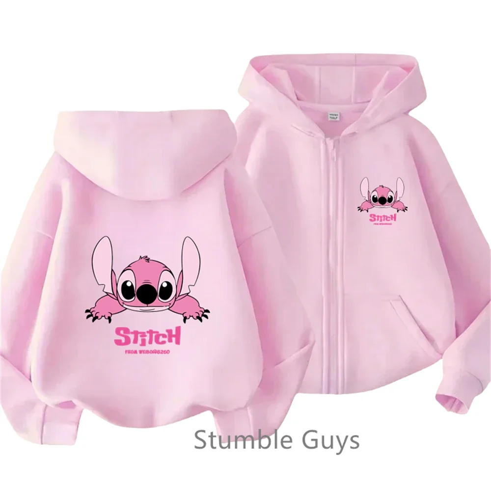 Fashion Kawaii Lilo Stitch Hoodie Kids Clothes Girls Clothing Baby Boys Clothes Autumn Stitch Zipper Sweatshirt Children Tops