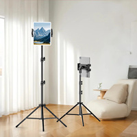 Floor Tripod Tablet Stand Height Adjustable Holder Mount Lazy Bracket for IPad Pro Air 12.9 Iphone 16 15 Max Samsung Cell Phone