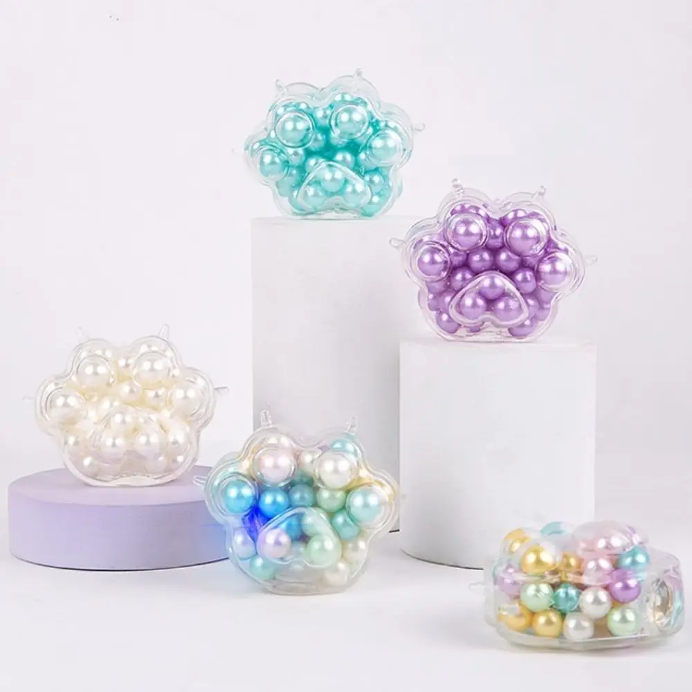 Creative Colorful Beads Noisy Squishy Ball Handmade Pinch Cat Paw Sensory Hand Relax Cute Squeeze Toys Children Gifts