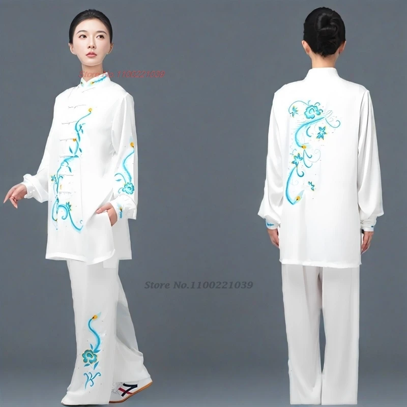 2026 chinese tai chi uniform wushu taiji morning exercise tops+pants set flower embroidery training exercise stage performance view 5