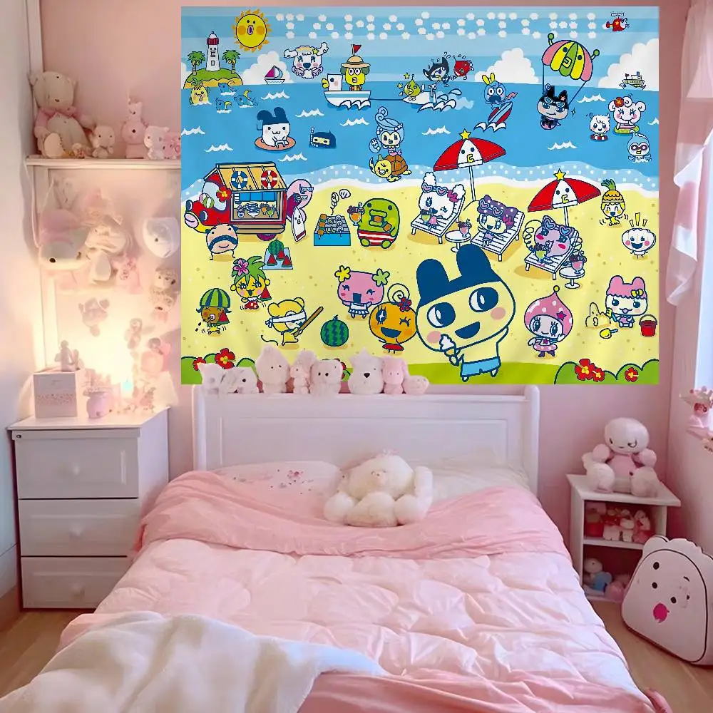 Game Cute Cartoon T-Tamagotchi Cartoon Tapestry Bohemian Wall Tapestries Mandala Wall Hanging Sheets