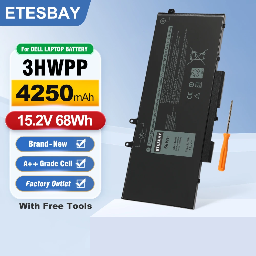 ETESBAY 3HWPP Laptop Battery 15.2V 68Wh For Dell Latitude 5401 5501 5411 5410 5511 Precision 3541 3551 3550 P80F003 P80F004